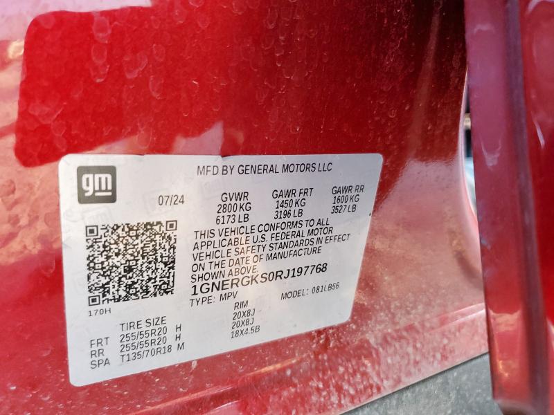 1GNERGKS0RJ197768 - 2024 CHEVROLET TRAVERSE LT RED photo 14