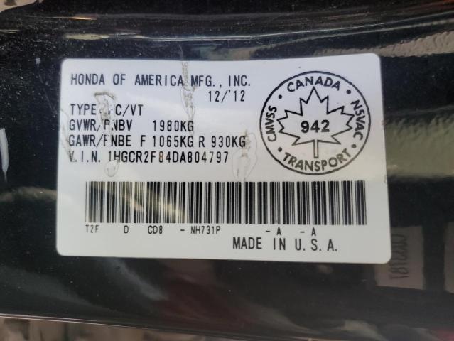 1HGCR2F84DA804797 - 2013 HONDA ACCORD EXL Қара фото 12