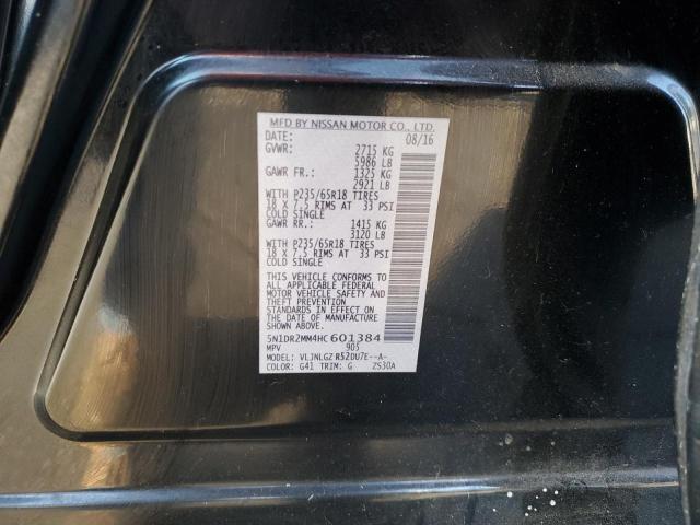 5N1DR2MM4HC601384 - 2017 NISSAN PATHFINDER S BLACK photo 13