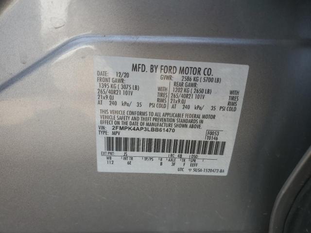 2FMPK4AP3LBB61470 - 2020 FORD EDGE ST SILVER photo 13