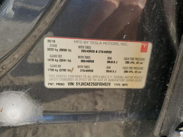 5YJXCAE25GF004529 - 2016 TESLA MODEL X CHARCOAL photo 13