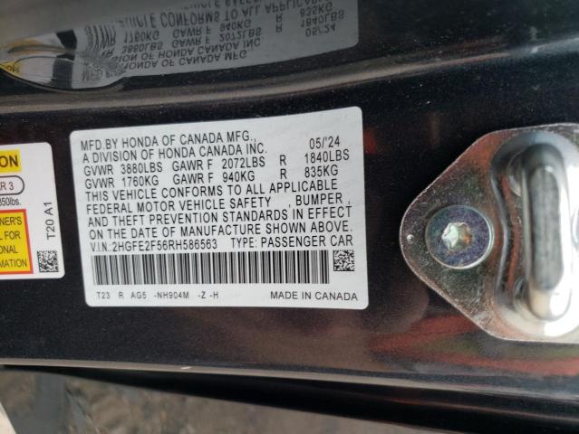 2HGFE2F56RH586563 - 2024 HONDA CIVIC SPORT 石墨色 照片 13