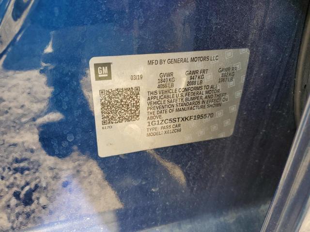 1G1ZC5STXKF195570 - 2019 CHEVROLET MALIBU LS Көк фото 12