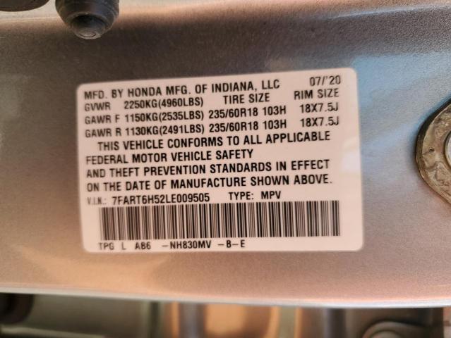 7FART6H52LE009505 - 2020 HONDA CR-V EX SILVER photo 14