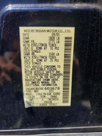 5N1AR18U36C603678 - 2006 NISSAN PATHFINDER LE BLUE photo 13