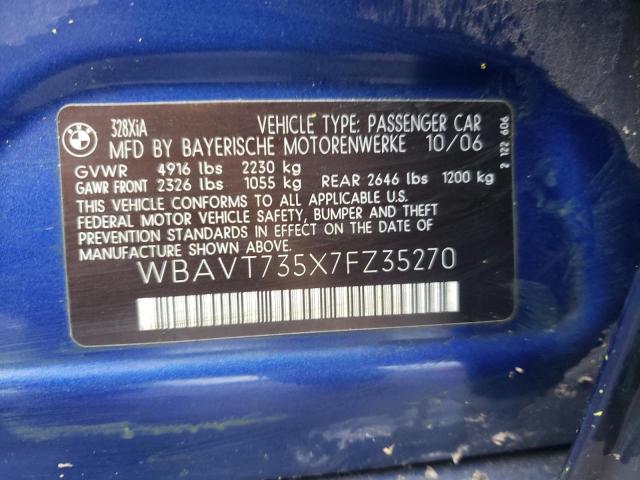 WBAVT735X7FZ35270 - 2007 BMW 328 XIT BLUE photo 12