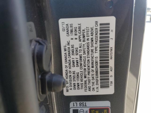 2HGFG3B86DH508115 - 2013 HONDA CIVIC EX GRAY photo 12