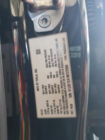 5YJ3E1EA1NF370906 - 2022 TESLA MODEL 3 BLACK photo 12