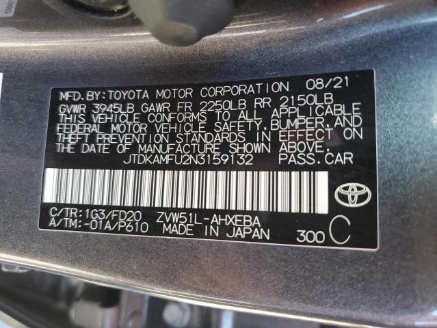 JTDKAMFU2N3159132 - 2022 TOYOTA PRIUS NIGHT SHADE Серый фото 12