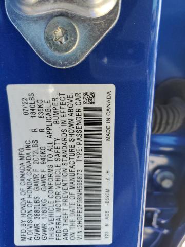 2HGFE2F58NH595873 - 2022 HONDA CIVIC SPORT 蓝色 照片 12