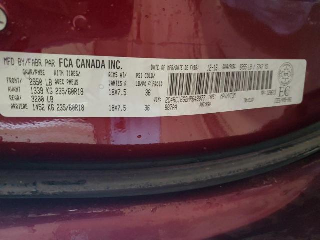 2C4RC1EG2HR648077 - 2017 CHRYSLER PACIFICA TOURING L PLUS BURGUNDY photo 13