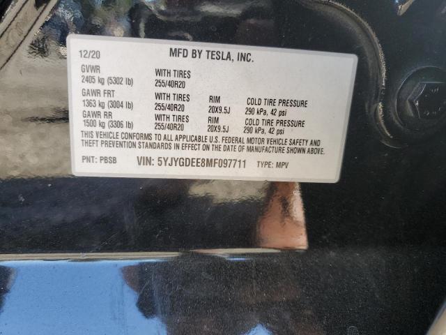 5YJYGDEE8MF097711 - 2021 TESLA MODEL Y Qara foto 13