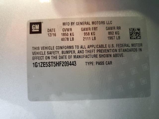 1G1ZE5ST5HF209443 - 2017 CHEVROLET MALIBU LT SILVER photo 12