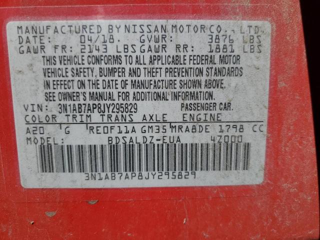 3N1AB7AP8JY295829 - 2018 NISSAN SENTRA S Qırmızı foto 13