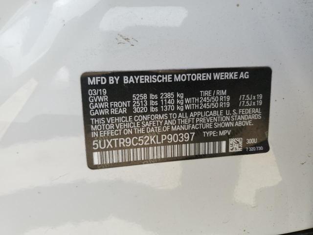 5UXTR9C52KLP90397 - 2019 BMW X3 XDRIVE30I WHITE photo 14