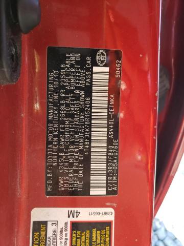 4T4BF3EK7BR152406 - 2011 TOYOTA CAMRY BASE Марун фото 12