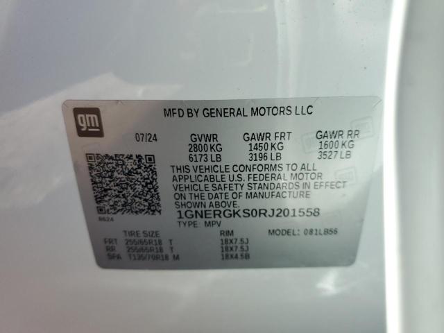 1GNERGKS0RJ201558 - 2024 CHEVROLET TRAVERSE LT თეთრი ფოტო 14