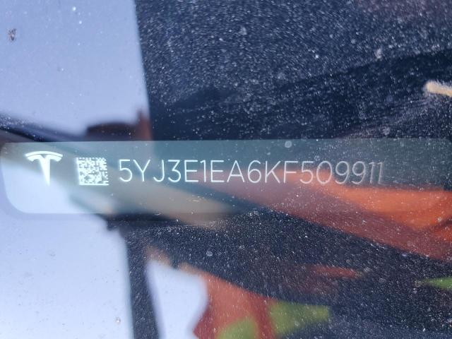 5YJ3E1EA6KF509911 - 2019 TESLA MODEL 3 GRAY photo 12