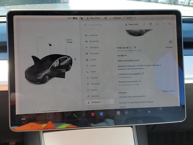 5YJ3E1EA6KF509911 - 2019 TESLA MODEL 3 GRAY photo 9