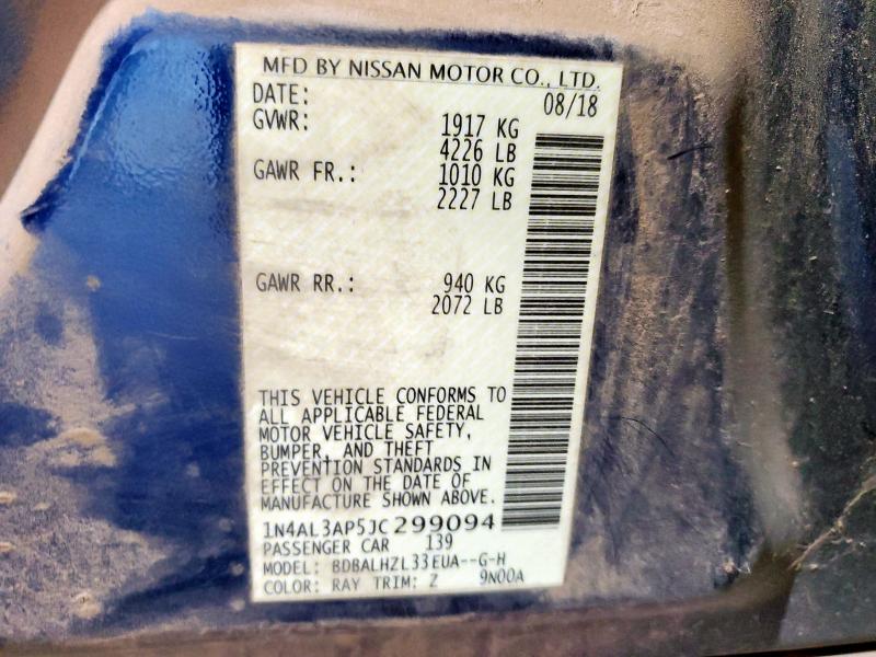 1N4AL3AP5JC299094 - 2018 NISSAN ALTIMA 2.5 蓝色 照片 12