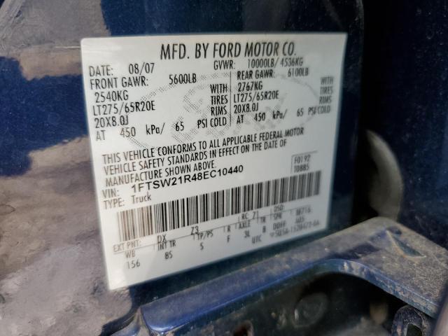 1FTSW21R48EC10440 - 2008 FORD F250 SUPER DUTY BLUE photo 12