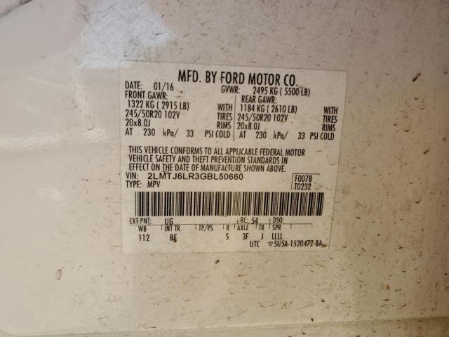 2LMTJ6LR3GBL50660 - 2016 LINCOLN MKX RESERVE 白色 照片 12