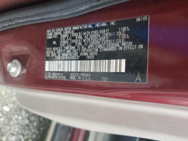 5TBET34165S495237 - 2005 TOYOTA TUNDRA DOUBLE CAB SR5 MAROON photo 12