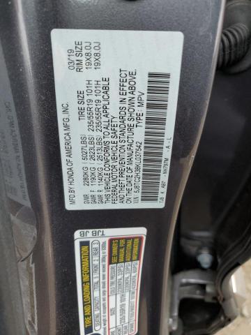 5J8TC2H38KL037542 - 2019 ACURA RDX CHARCOAL photo 12