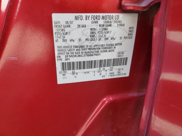 2FMDK36C37BB67651 - 2007 FORD EDGE SE RED photo 13