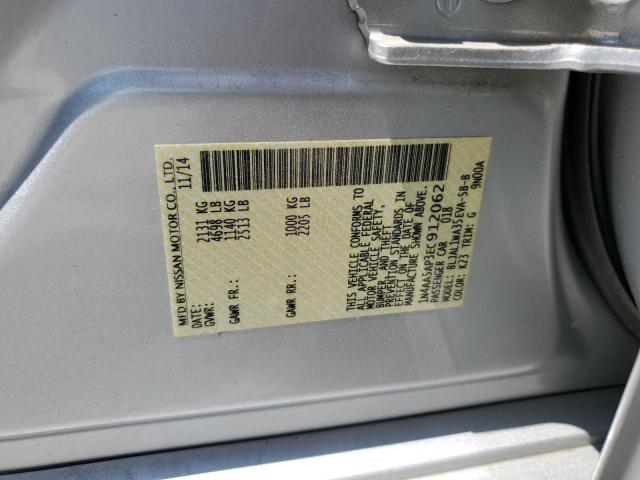 1N4AA5AP3EC912062 - 2014 NISSAN MAXIMA S SILVER photo 12