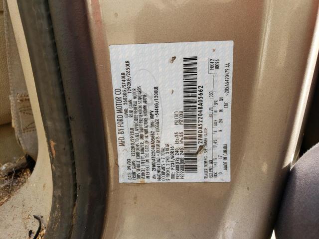 2FMDA52204BA05662 - 2004 FORD FREESTAR SEL BEIGE photo 13