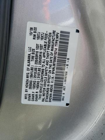 5FNRL38799B016214 - 2009 HONDA ODYSSEY EXL SILVER photo 13