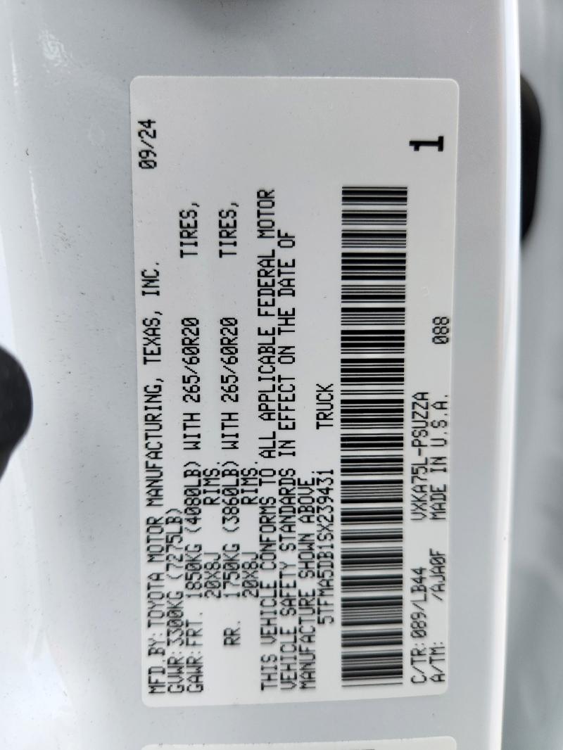 5TFMA5DB1SX239431 - 2025 TOYOTA TUNDRA CREWMAX PLATINUM Ağ foto 12