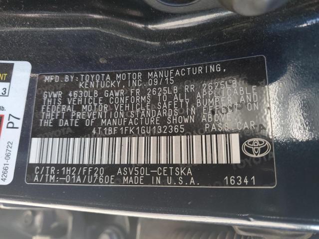 4T1BF1FK1GU132365 - 2016 TOYOTA CAMRY LE 蓝色 照片 12