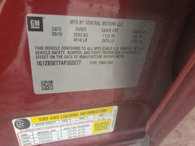 1G1ZE5E77AF302677 - 2010 CHEVROLET MALIBU LTZ ბურგუნდია ფოტო 12