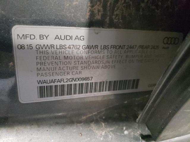 WAUAFAFL2GN009657 - 2016 AUDI A4 PREMIUM S-LINE GRAY photo 12