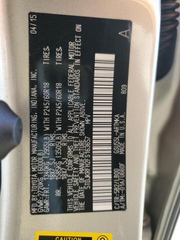 5TDJKRFH2FS163657 - 2015 TOYOTA HIGHLANDER XLE GOLD photo 13