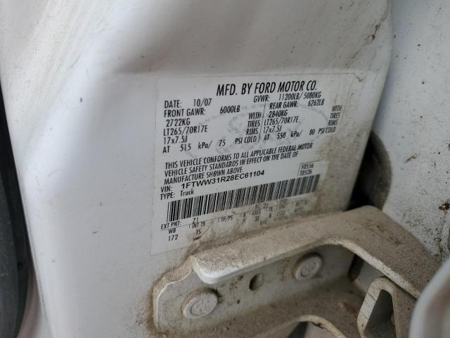 1FTWW31R28EC61104 - 2008 FORD F350 SRW SUPER DUTY WHITE photo 13