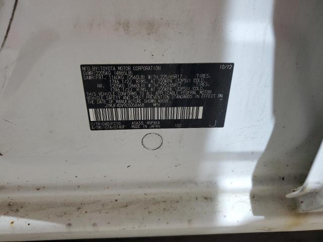 JTMJF4DV9C5058468 - 2012 TOYOTA RAV4 WHITE photo 13