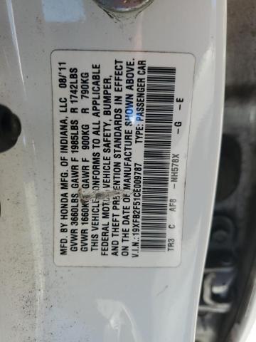 19XFB2F51CE009787 - 2012 HONDA CIVIC LX WHITE photo 12