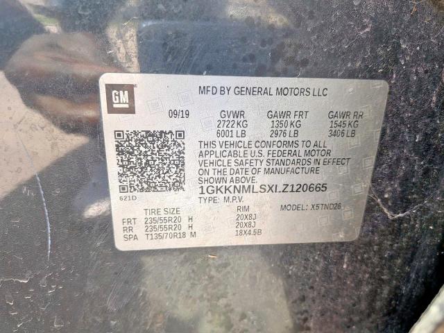 1GKKNMLSXLZ120665 - 2020 GMC ACADIA SLT BLACK photo 10