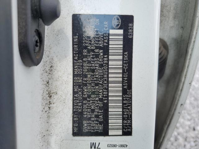4T1BF3EK3AU507984 - 2010 TOYOTA CAMRY BASE 白色 照片 12