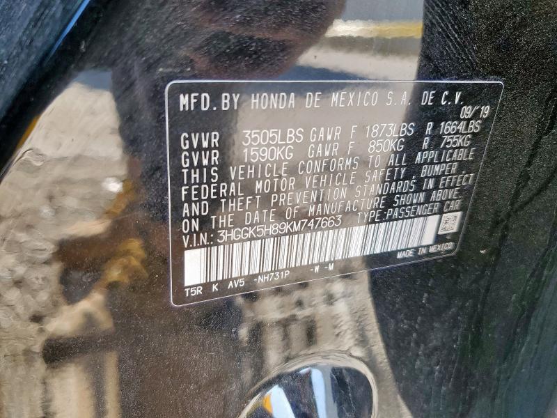 3HGGK5H89KM747663 - 2019 HONDA FIT EX BLACK photo 13