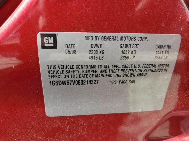 1G6DW67V080214327 - 2008 CADILLAC STS RED photo 12