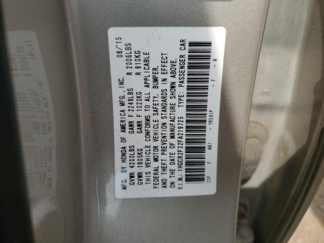 1HGCR2F32FA219725 - 2015 HONDA ACCORD LX BEIGE photo 12