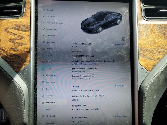 5YJSA1E28KF339888 - 2019 TESLA MODEL S შავი ფოტო 9