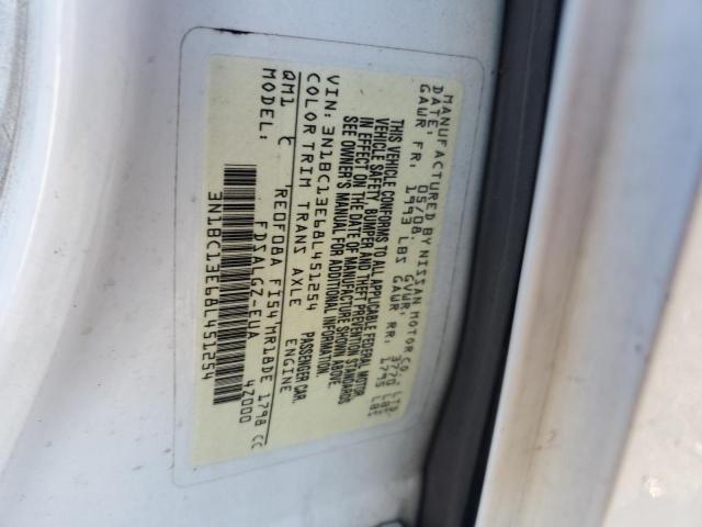 3N1BC13E68L451254 - 2008 NISSAN VERSA S თეთრი ფოტო 12