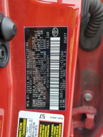 4T1G11BKXMU030391 - 2021 TOYOTA CAMRY SE 红色 照片 12