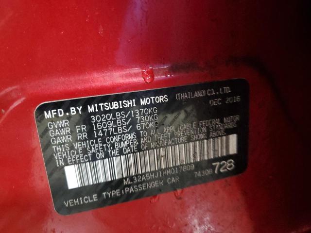 ML32A5HJ1HH017809 - 2017 MITSUBISHI MIRAGE GT RED photo 12