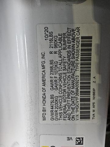 1HGCV1F36MA009213 - 2021 HONDA ACCORD SPORT أبيض صورة 12